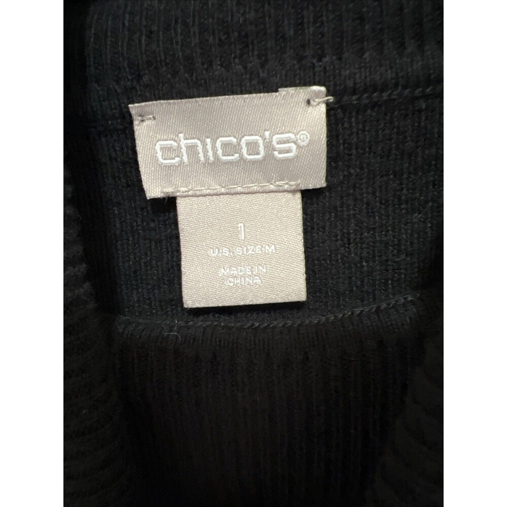 Chico's Women's Basic Turtleneck Sweater Size 1 M Black Long Sleeve Pullover - Picture 3 of 4